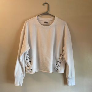 Aerie White Cropped Sweatshirt